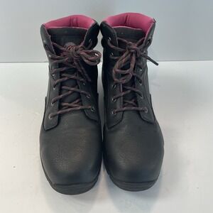 Brahma Bevel Women's Size 9 Pink Lace Up Steel Toe Comfort Work Ankle Boots